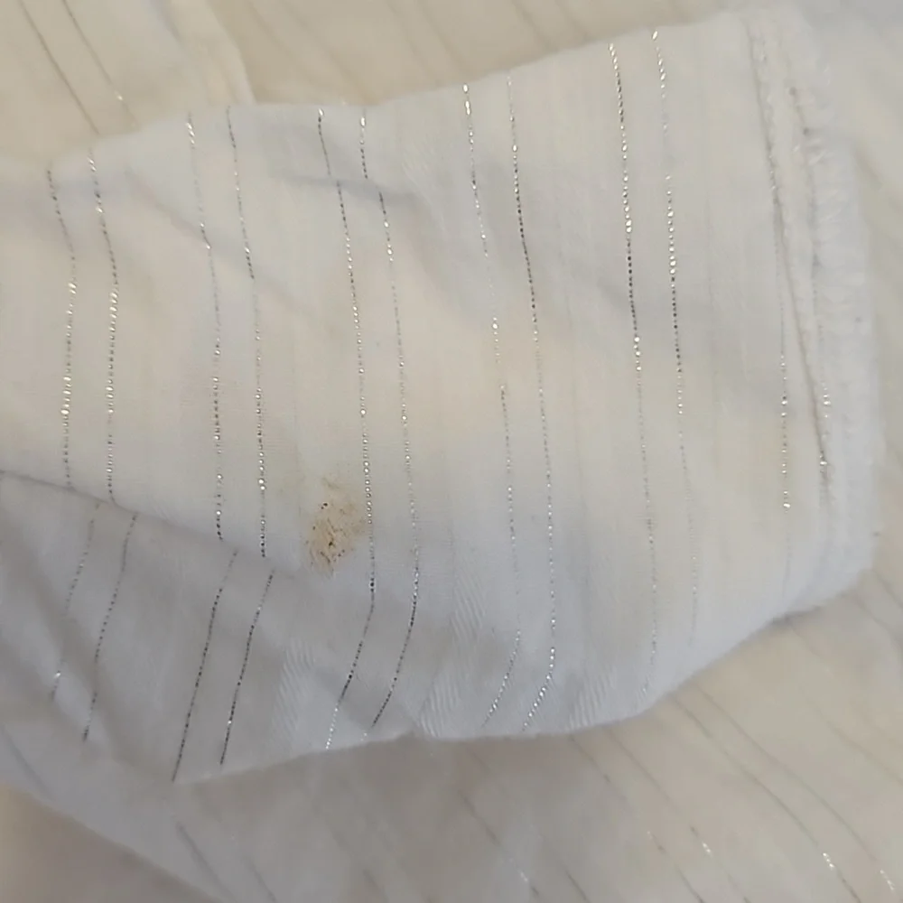 White Justice Button Down With Silver Stripes  Girls Size 16